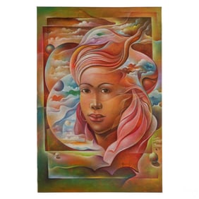 Mercedes Coachy (Haitian, b.1932) Surreal Painting