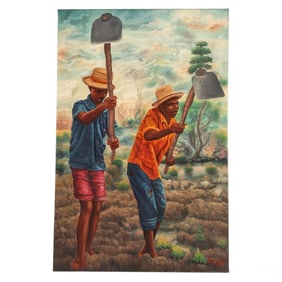 Florestal Esdras 20C Two Haitian Farmers Painting