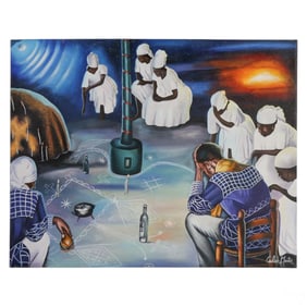 Caleb Mentor (Haitian, 20C) Voodoo Ritual Painting