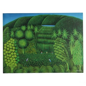 HR. Bresil 1952-1999 Haitian Village Crop Painting