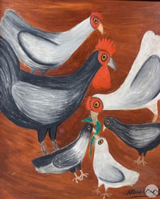 Alberoi Bazile 1920-2005 Haitian Folk Art Painting