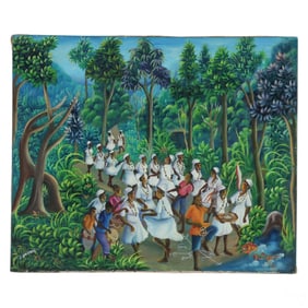 Edgar Brierre b1933 Haitian Voodoo Dancer Painting