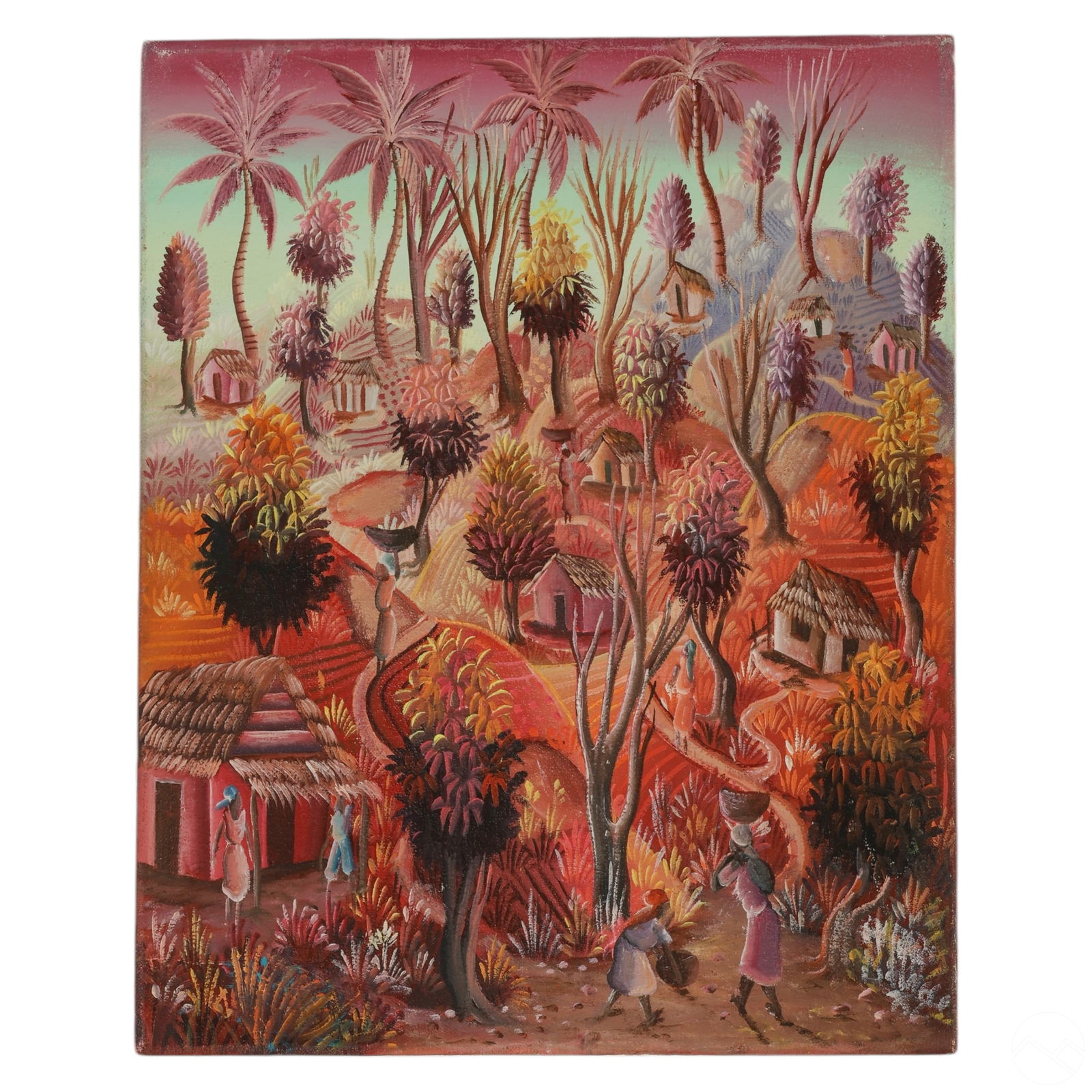 Haitian School Rural Village Scene Painting SIGNED (1 of 6)