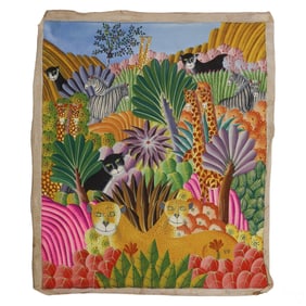 Yeye 20C Haitian School Jungle Landscape Painting