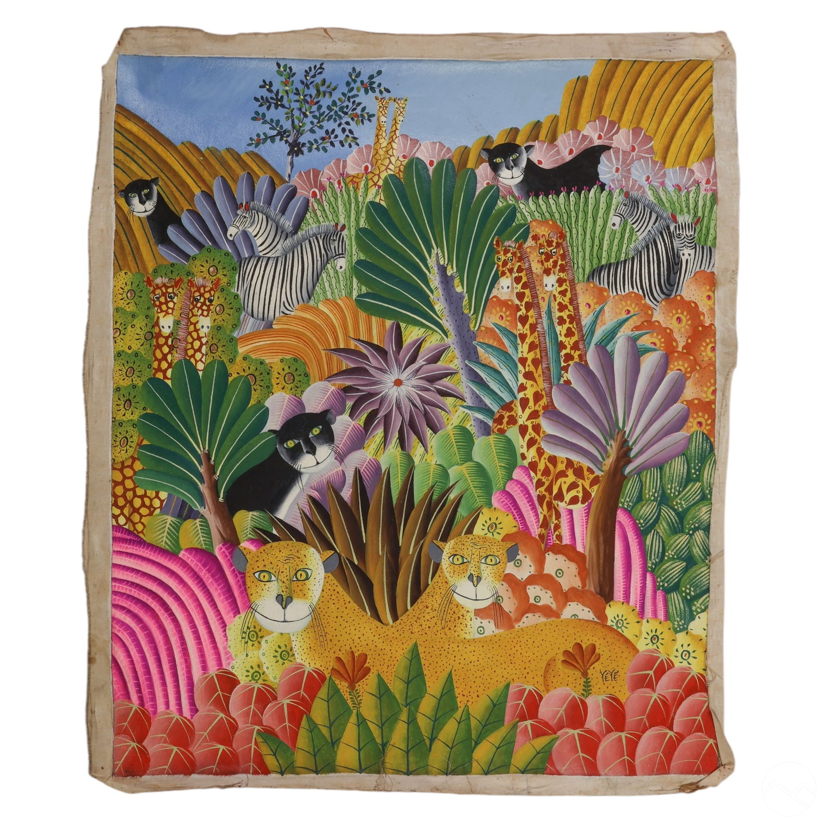 Yeye 20C Haitian School Jungle Landscape Painting (1 of 5)