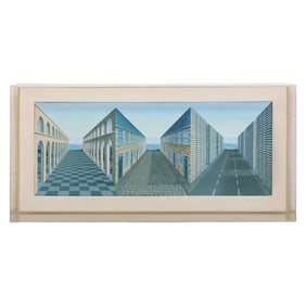 Patrick Hughes b.1939 3-D Optical LE Street Scene