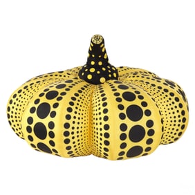 Yayoi Kusami b.1929 Dotted Plush Pumpkin Sculpture