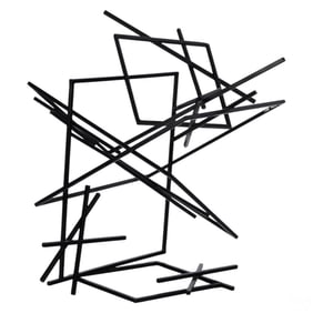 Blackened Metal Cubist Geometric Sculpture SIGNED