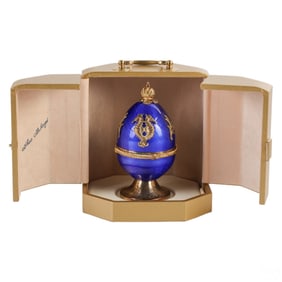 Theo Faberge Silver Blue Enamel King of Ocean Egg