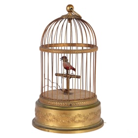 Antique French Automation Caged Musical Song Bird