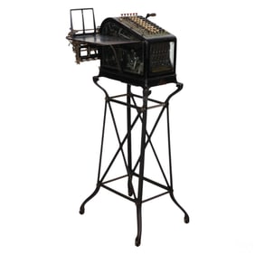 Burroughs Adding Machine with Receipt Tray & Stand