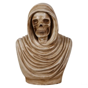 Italian Marble Memento Mori Skeleton Bust c.1901
