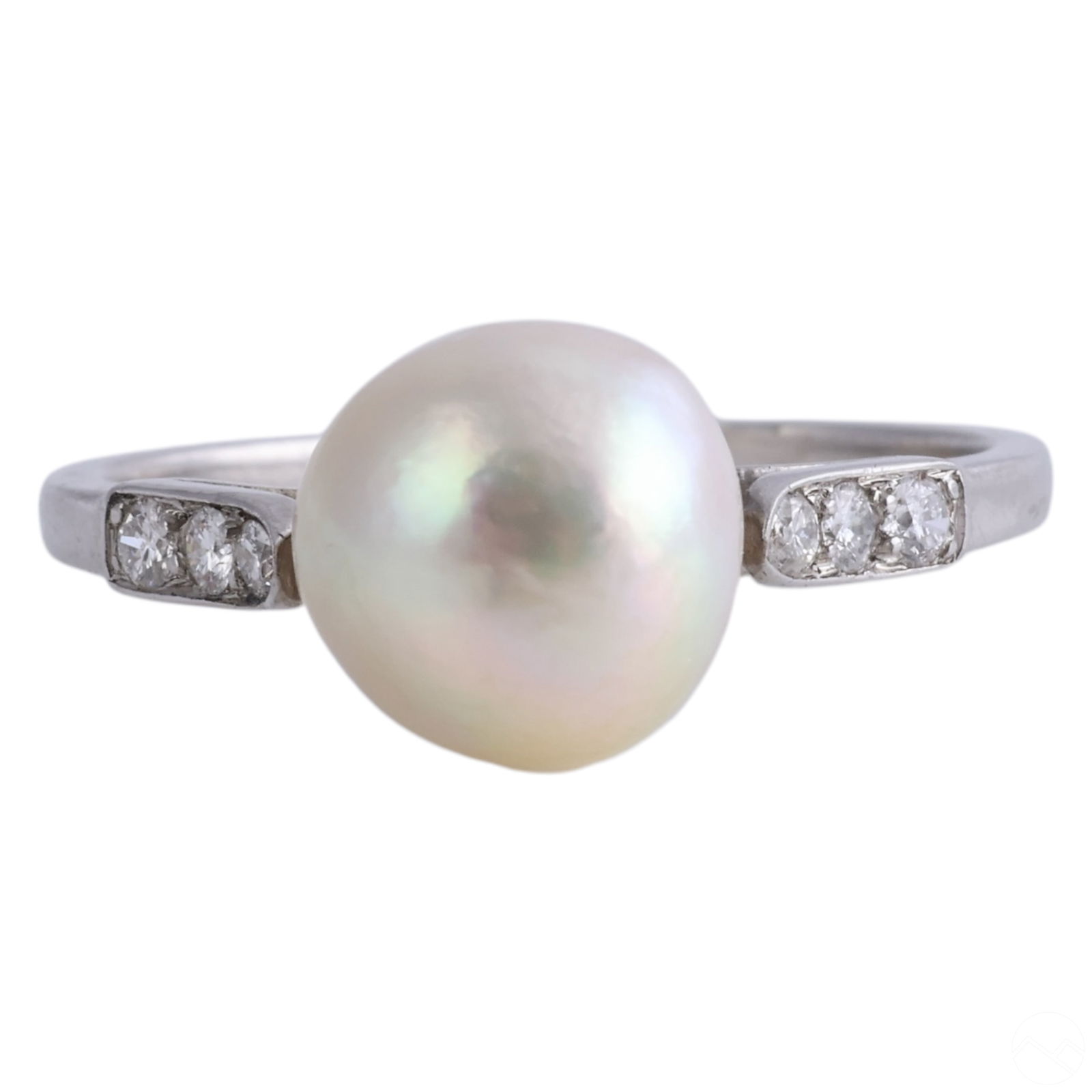 Platinum Gold Deco Pearl & Diamond Ring 3g Sz 6.5 (1 of 5)