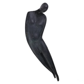 Bronze Modernist Figural Reclining Woman Sculpture