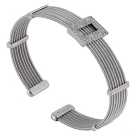 18k White Gold & Diamond Designer Cable Bracelet
