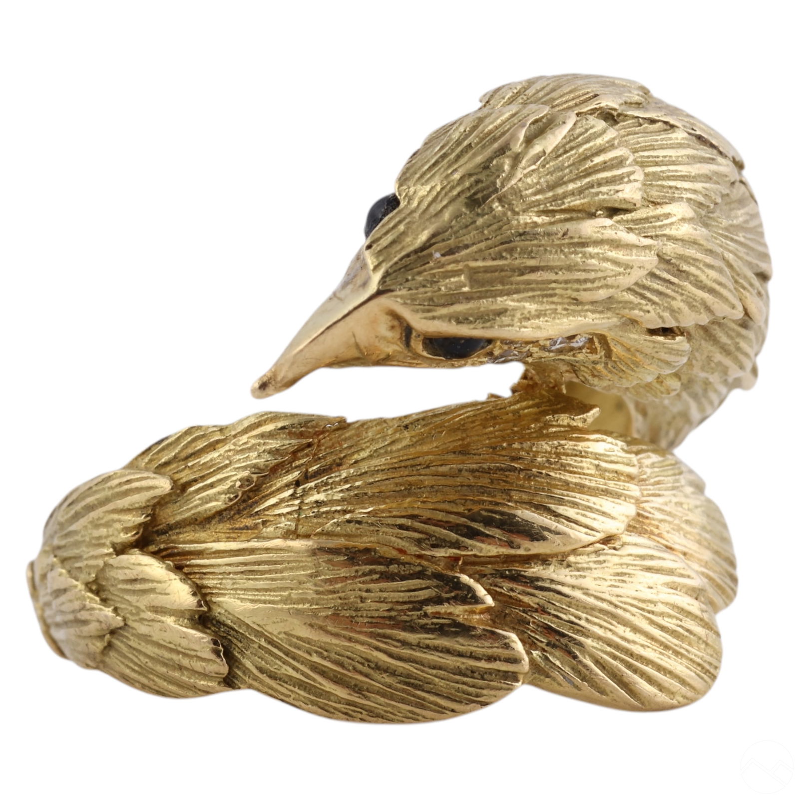 18k Gold Eagles Head Wrap Ring with Gemstones 9g. (1 of 8)