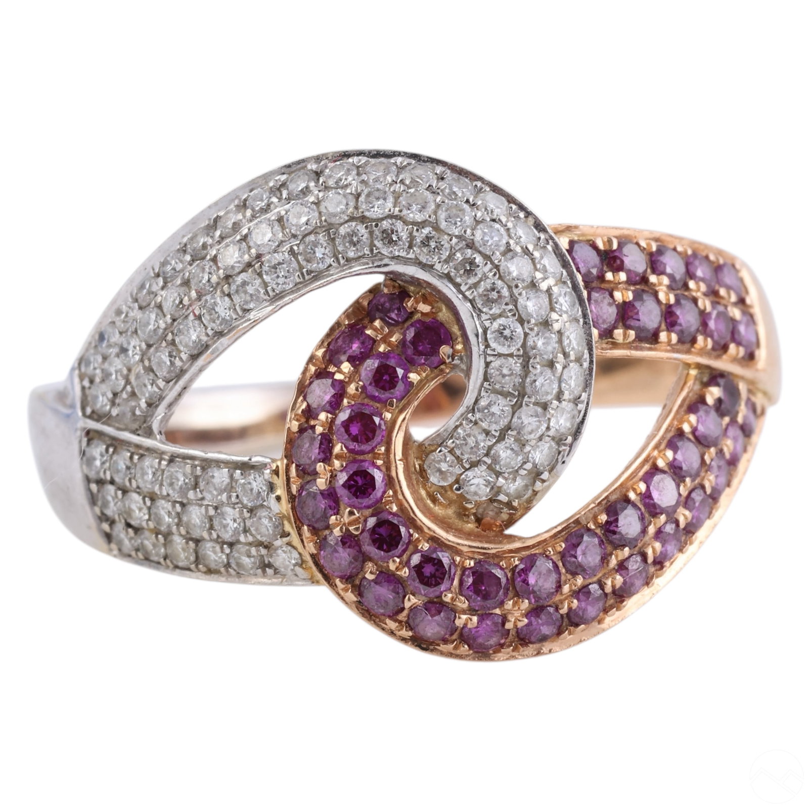 14k White & Rose Gold Diamond & Pink Sapphire Ring (1 of 5)