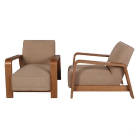 Ralph Lauren PAIR Wood & Upholstery Lounge Chairs