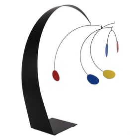 Curtis Jere Enameled Metal Kinetic Art Mobile 1987