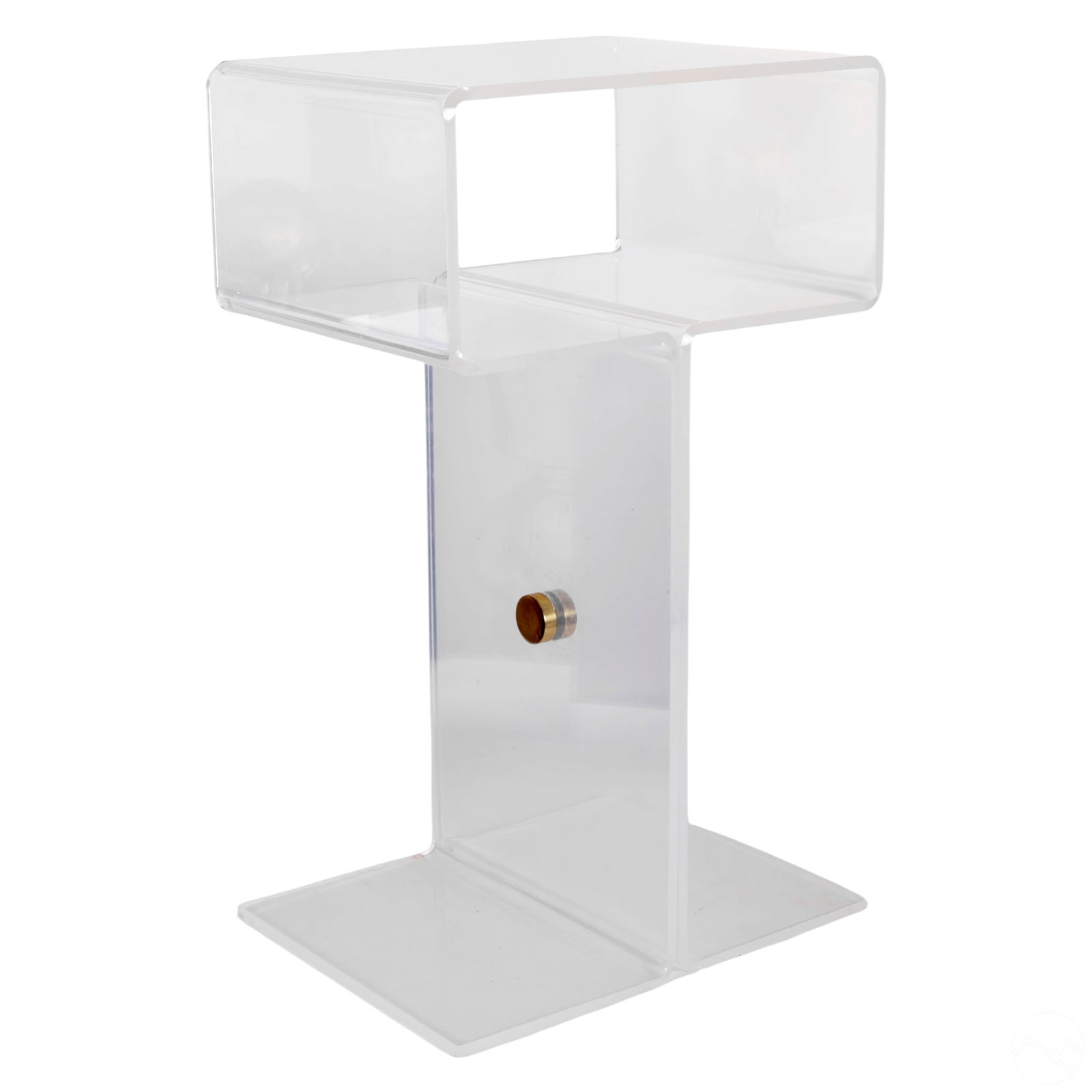 Lucite MCM Pedestal Side Table with Brass Accents (1 of 4)