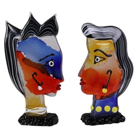 Mario Badioli b.1940 Pair Murano Glass Sculptures