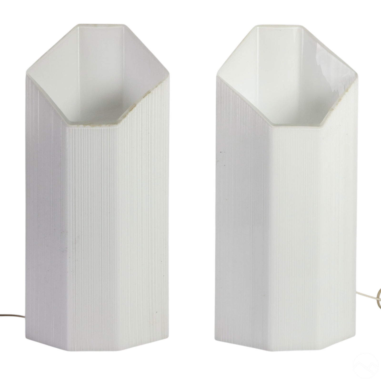 Pair of Vetri Murano Glass White MCM Table Lamps (1 of 6)