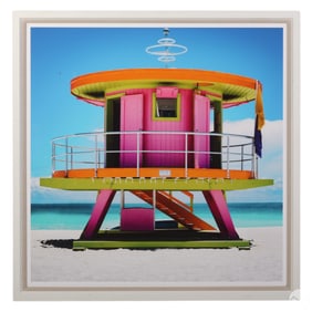 Trowbridge 20C. Pink Lifeguard Tower Giclee Photo