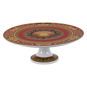 Versace Rosenthal Red Medusa Pie Cake Stand Tray