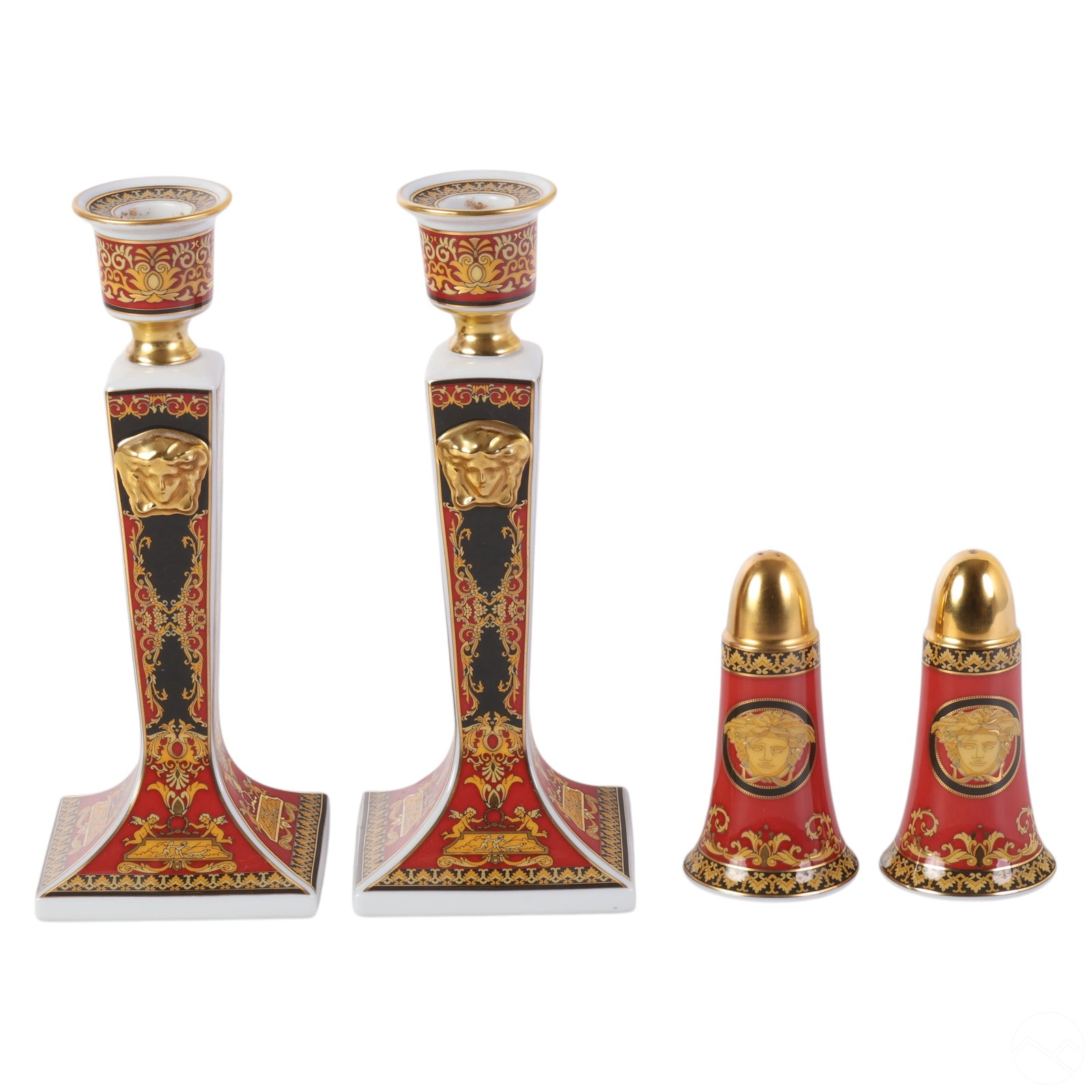 Versace Rosenthal Red Medusa Candlesticks and S&P (1 of 6)
