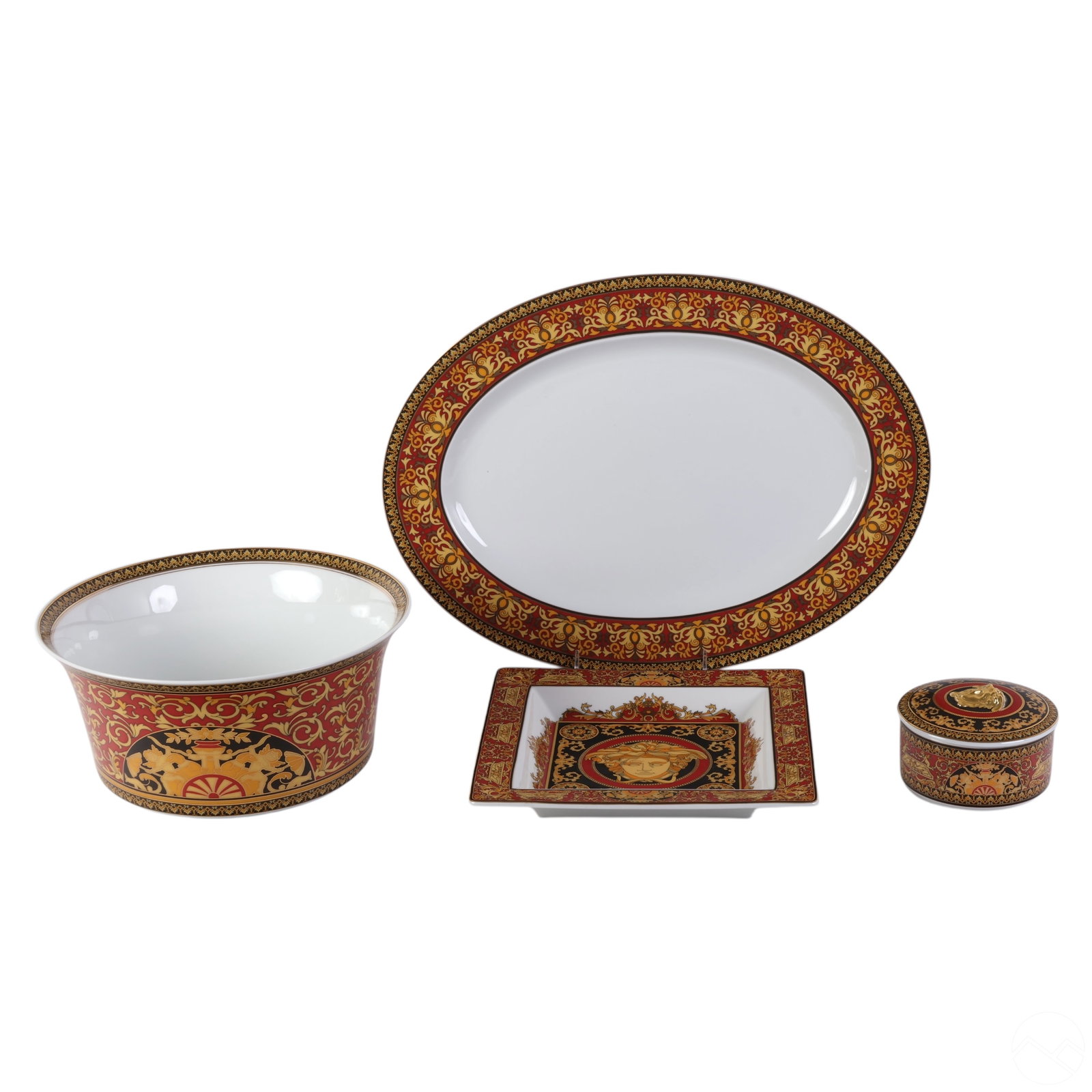 Versace Rosenthal Red Medusa Platter Bowl Box LOT (1 of 10)