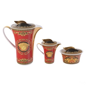 Versace Rosenthal Red Medusa Pitcher Creamer Sugar