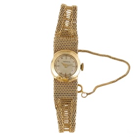 14K Yellow Gold Ladies Vintage Mesh Watch 24 grams