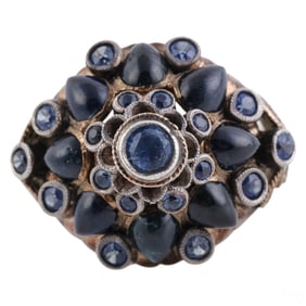 14k Gold Cabochon Sapphire Princess Ring Size 7.5