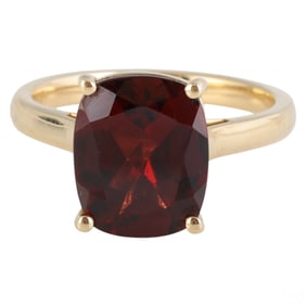 14K Yellow Gold Garnet Diamond Gemstone Ring 4.4g.