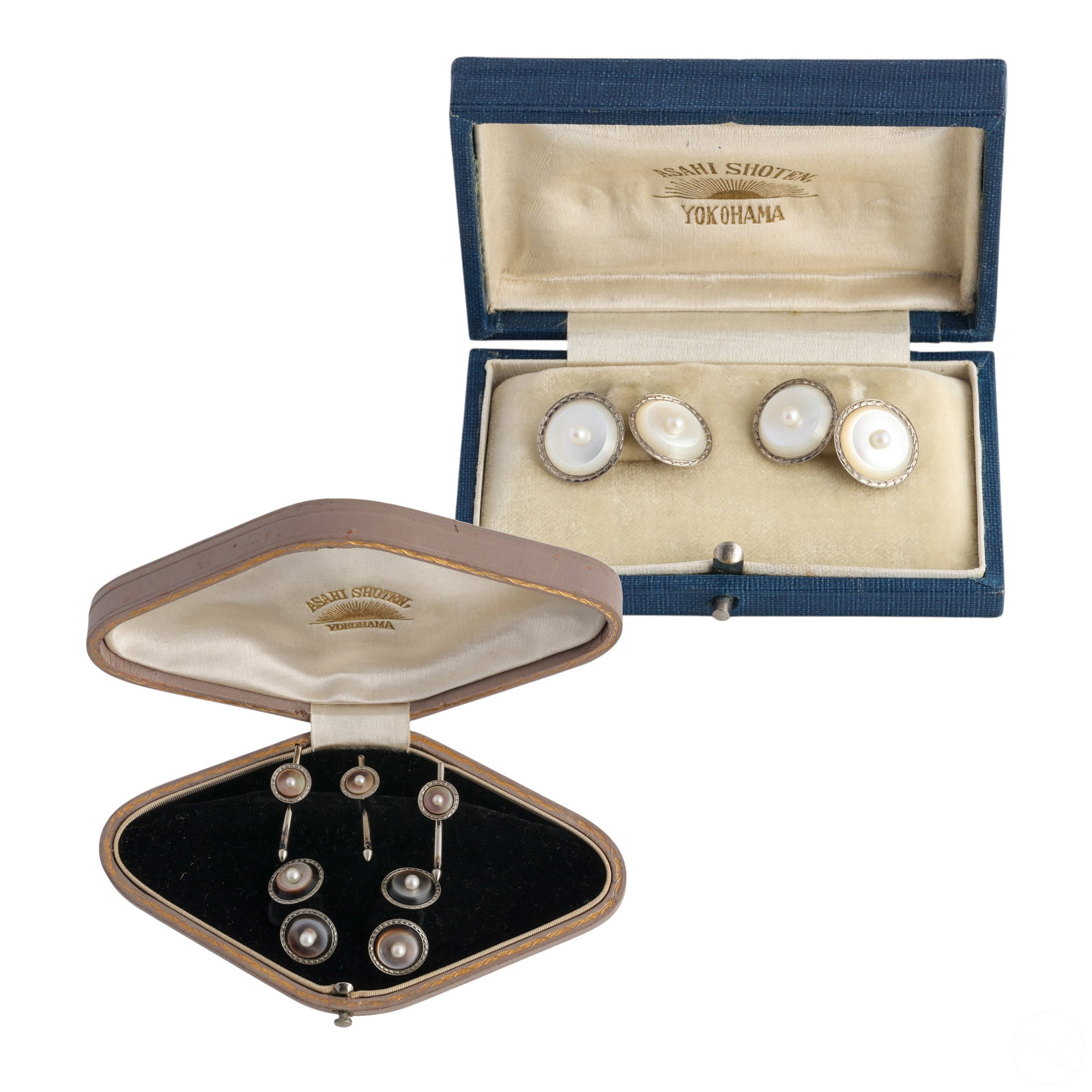 14K Japanese Deco MOP Cufflink Dress Sets with Box (1 of 12)