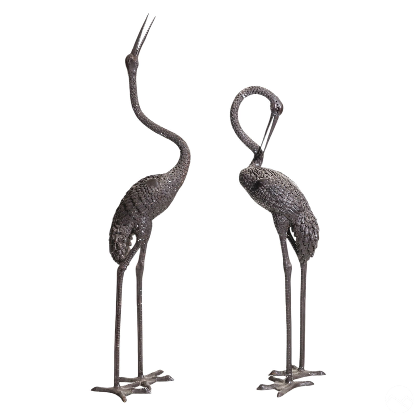 Pair of Bronze Heron Crane Bird Garden Sculptures (1 of 10)