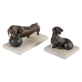 Joy K. Beckner b.1944 Bronze Dachshund Sculptures