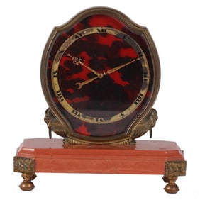 Henri Ditsheim Chaux-de-Fonds Bronze Marble Clock