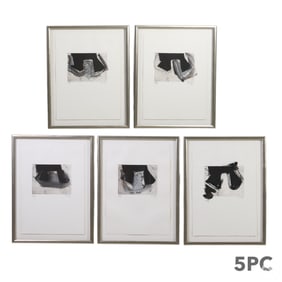 Monochrome Mixed Media Lithographs SIGNED 5pc SET