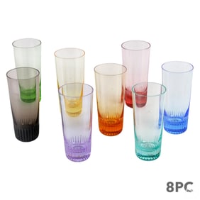 Moser Colored Crystal Highball Glass 8pc SET w/BOX