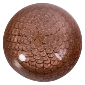 Vintage MCM Lucite Floating Pennies Dome Sculpture