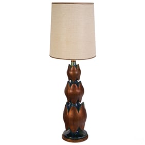 Italian 1950's Ceramic Three Tier Lotus Table Lamp