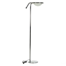 Modern Chrome Over Metal Tube and Glass Floor Lamp