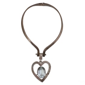 Los Ballesteros Sterling Aquamarine Heart Necklace