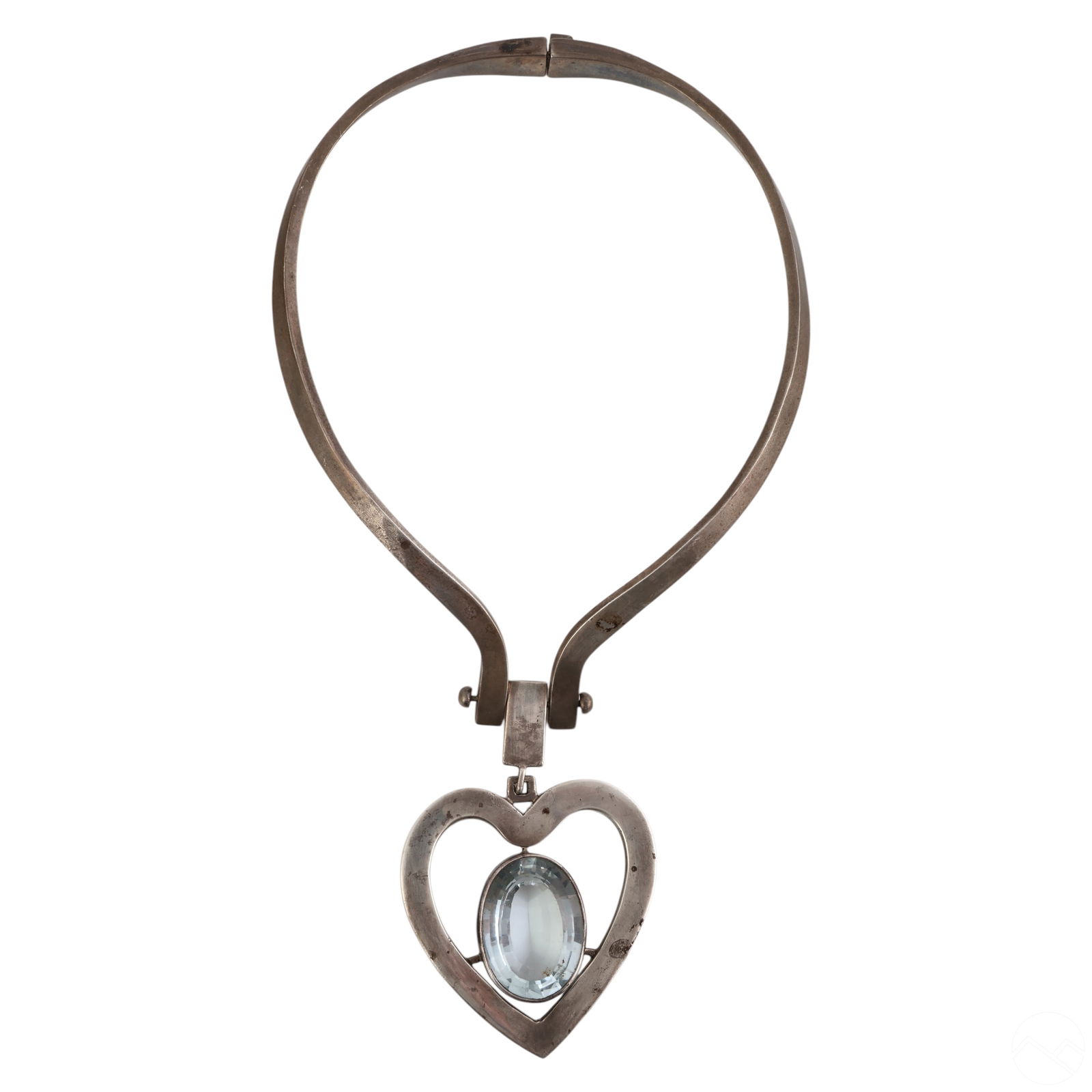 Los Ballesteros Sterling Aquamarine Heart Necklace (1 of 5)
