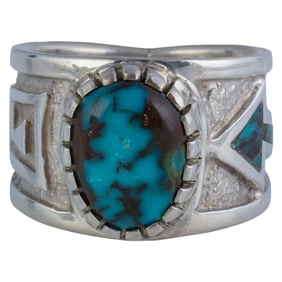 Sterling Turquoise Michael Perry Navajo Ring 13gr