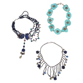 Designer Style Semiprecious Stone Necklace 3pc LOT