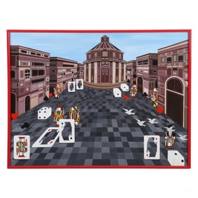 Arona Reiner b.1940 Surreal Architectural Painting