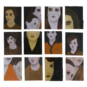 Andrea Leria b.1980 Surreal Portrait Painting 12pc