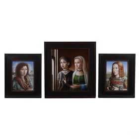 Amy Hill b.1958 Female Portrait Paintings 3pc LOT